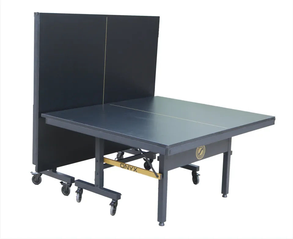 

High-quality elegant black training tables for professional athletes, big wheel, Double Folding Movable Table