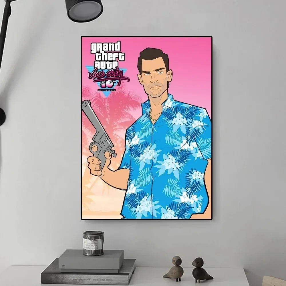ملصق قماش GTA Vice City - طباعة فنية جدارية مخصصة عالية الدقة لديكور المنزل
