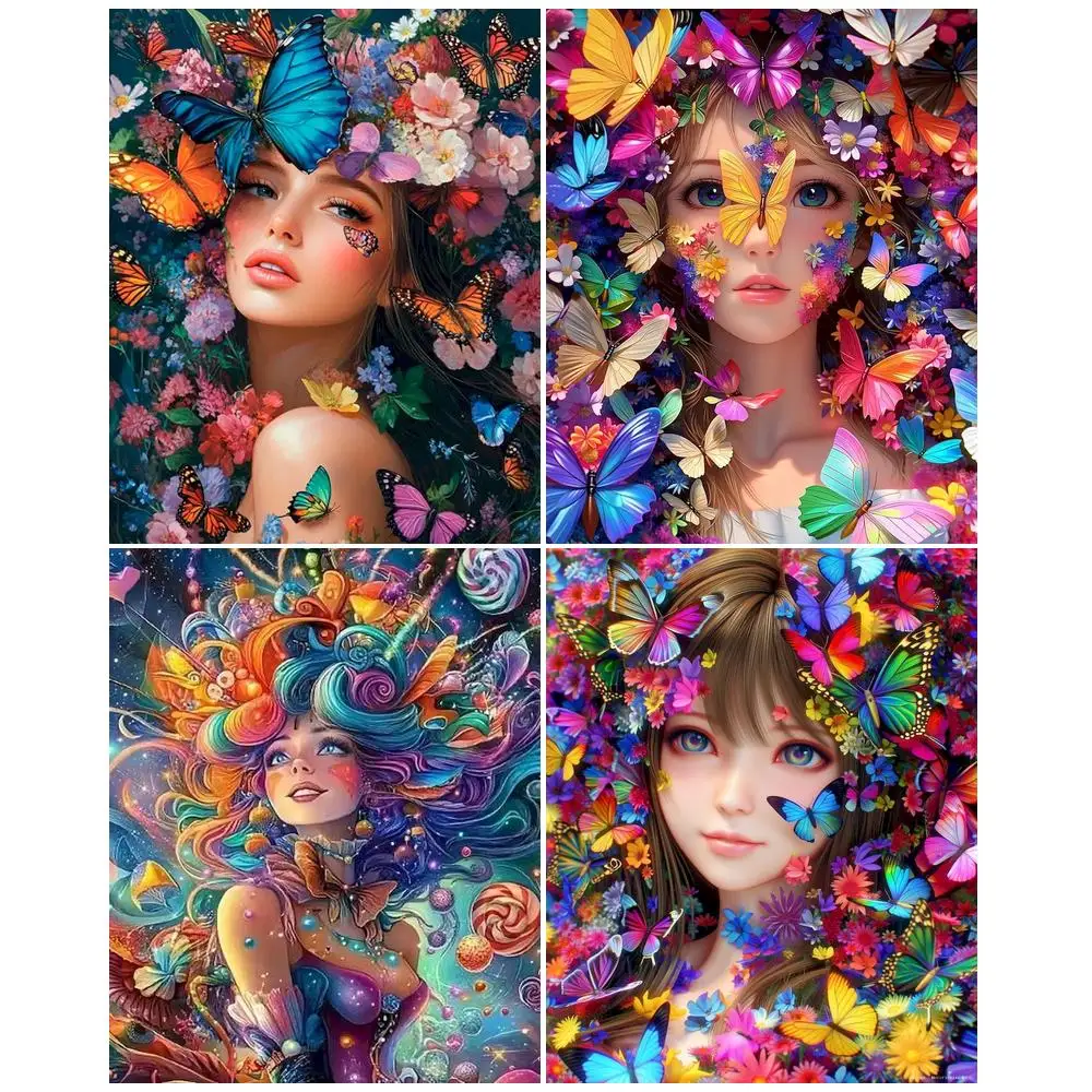 

GATYZTORY Flower Girl Painting By Numbers Wall Decor Pictures By Numbers Figure Canvas for Painting Kits For Adults Canvas Paint