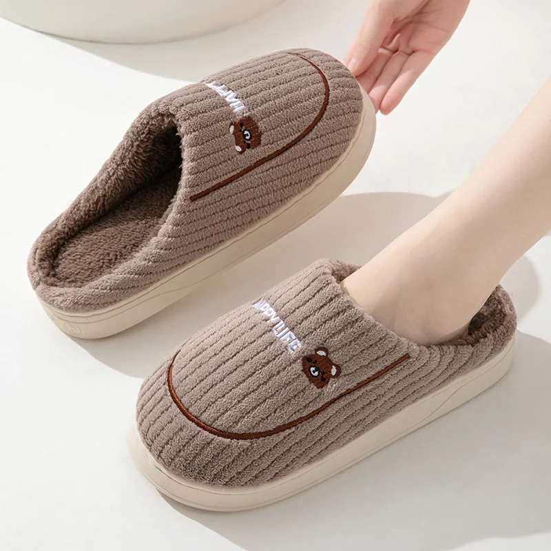 Cotton slippers for women, winter new style, indoor living, warm home, woolen slippers for men, autumn and winter
