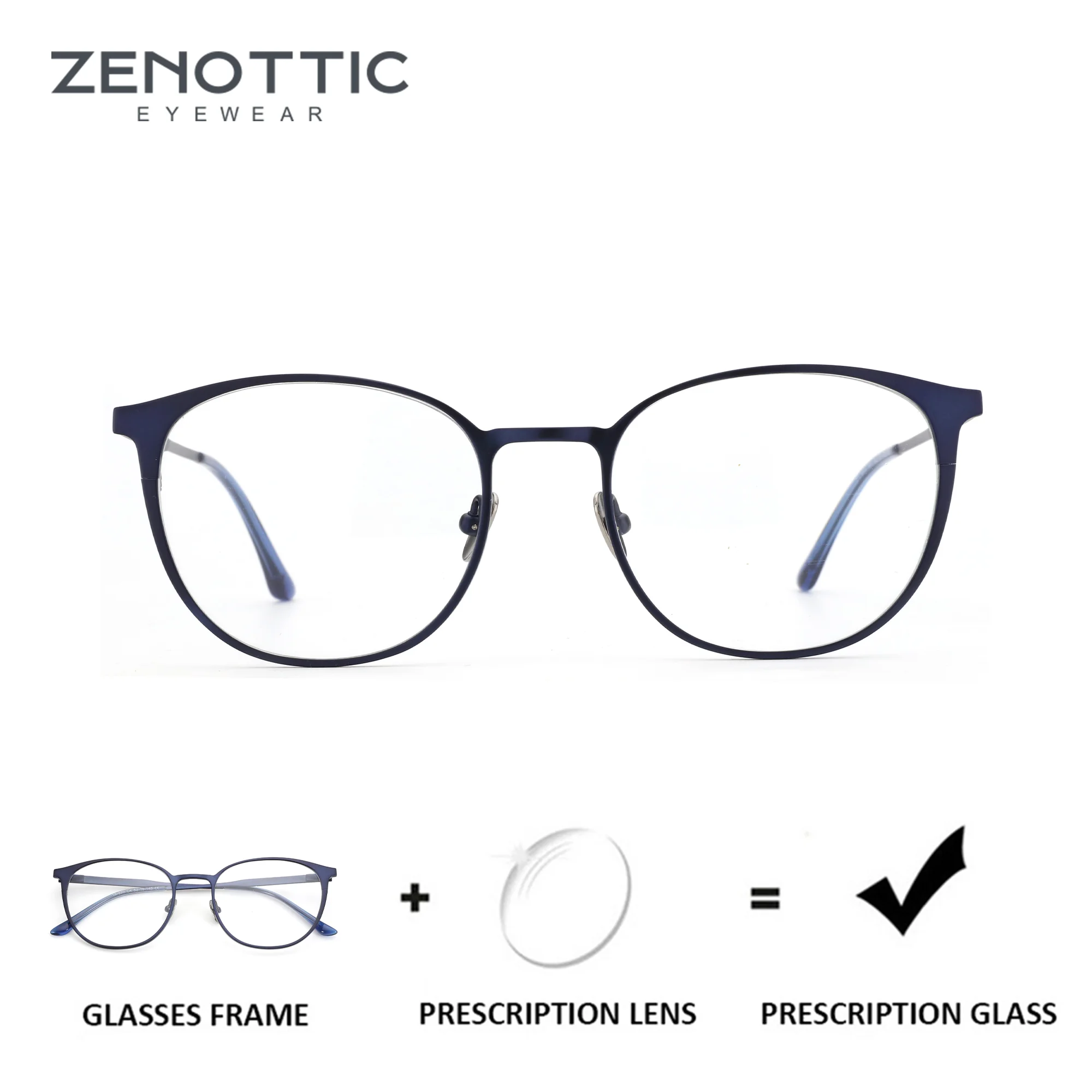 

ZENOTTIC (размер M), модные круглые градуированные прогрессивные мультифокальные очки, линзы для близорукости, мужские и женские металлические очки высокого качества