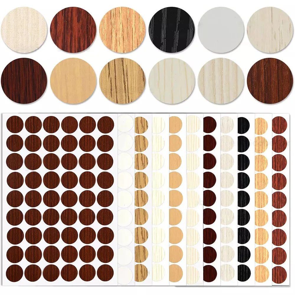 54Pcs Round Self-adhesive Sealing Stickers, Furniture Cabinet Table Screw Hole Decorative Anti-Dust Conceal Cover Plugs