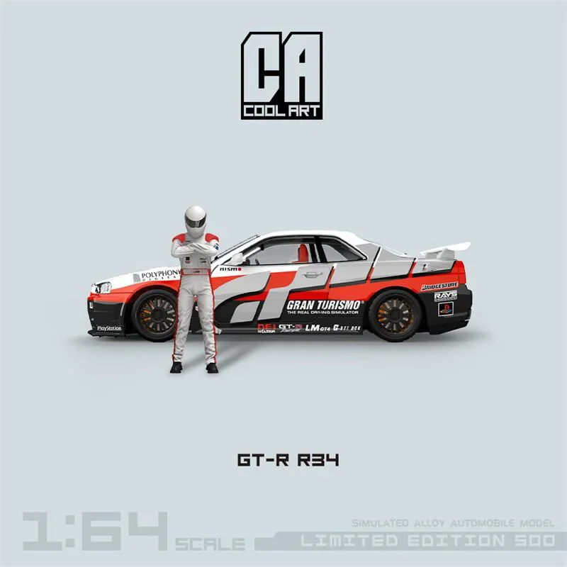 Cool ART 1:64 GT-R R34 Racing Car limited999 Diecast Model Car