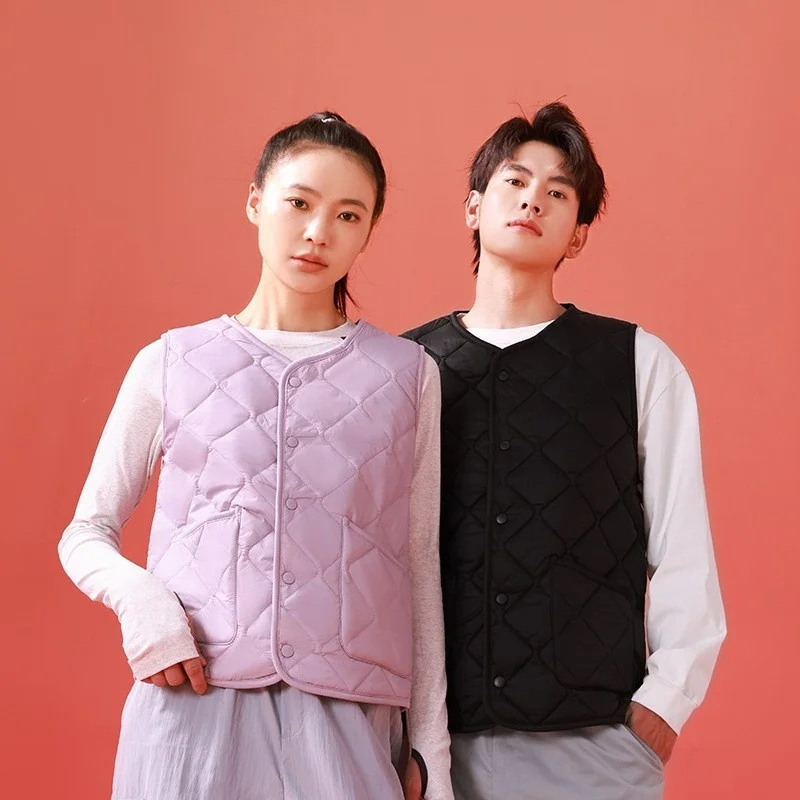 

New Couple Cotton Vest Men's Women's Warmth Inner And Outer Wear Color oulder Pad Open Cardigan Coat