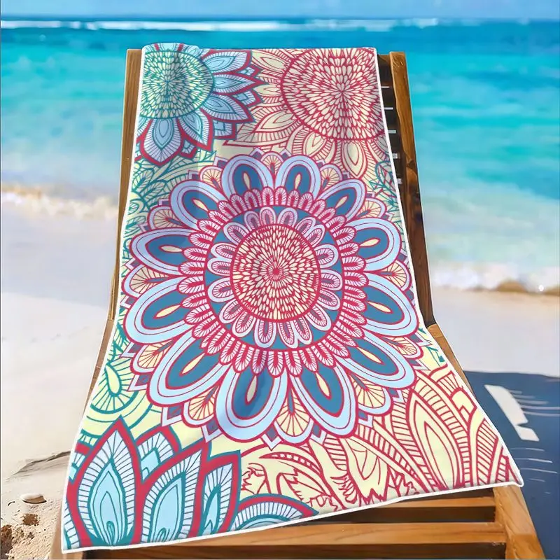 1Pc, Bohemian Mandala Beach Towel, Super Absorbent Lightweight Beach Towel - Sand-Free Quick-Dry Towel, Soft Microfiber, Suitable for Beaches, Pools, Gyms, Bathrooms, Camping, and Travel.