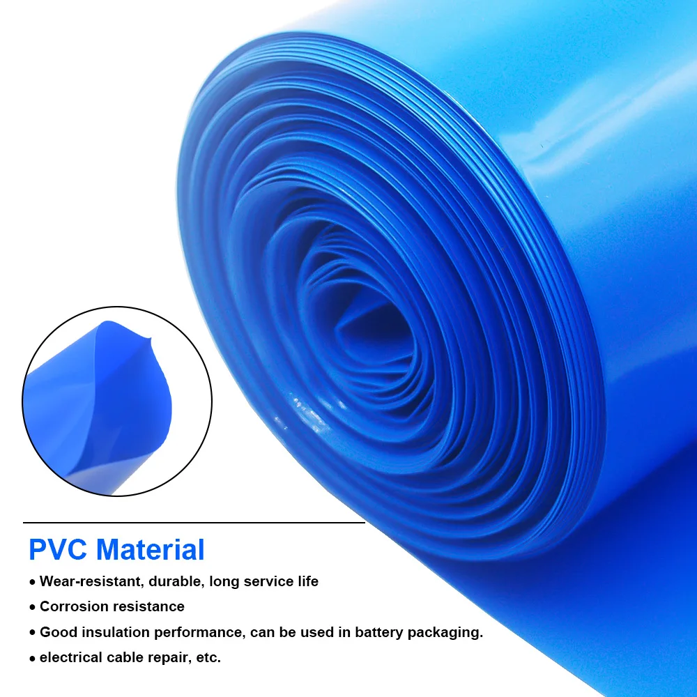 1Meter PVC Of 18650 Battery Packs Cable Sleeve Multi Size Heat Shrink Tube Blue Shrink Insulated Shrink Tubing For Production