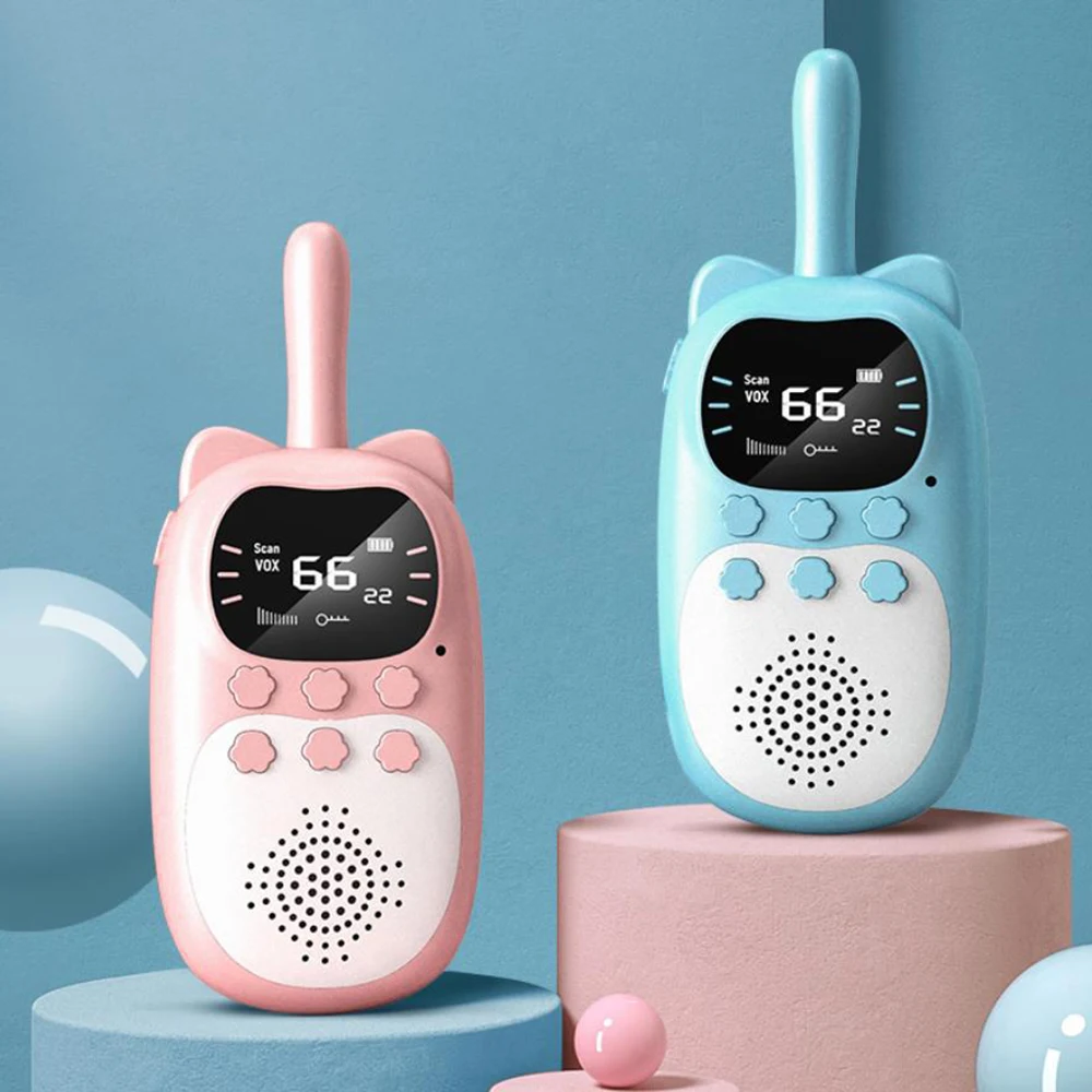 2pcs Kids Walkie Talkie Portable Handheld 3km Two Way Radio Transceiver Interphone for Children Toys Birthday Gifts Boys Girls