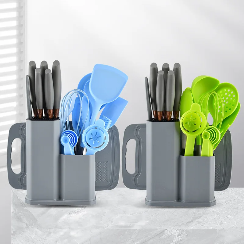 

Набор кухонных принадлежностей из 23 предметов с силиконовыми насадками и деревянными ручками | Кухонные принадлежности с антипригарным покрытием и термостойкостью | Набор посуды без BPA