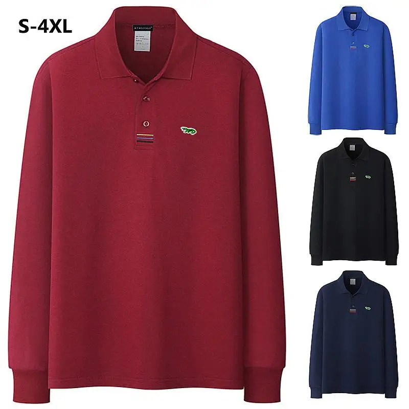 100% Cotton High Quality New-Design Mens Polos Shirts Casual Long Sleeve Polos Hommes Fashion Clothing Male Lapel Tops S-4XL