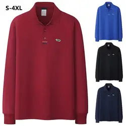 100% Cotton High Quality New-Design Mens Polos Shirts Casual Long Sleeve Polos Hommes Fashion Clothing Male Lapel Tops S-4XL