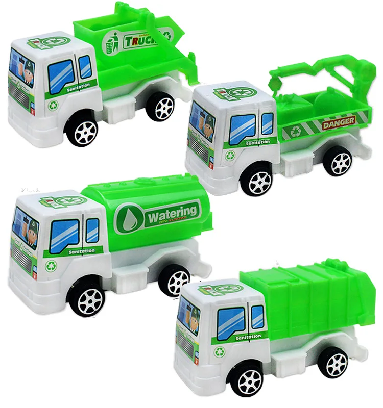 4Pcs Kids Mini Trash Truck Cake Garbage Birthday Decorations Cake  Garbage Recycle Car Preschoolers Educational Accessories