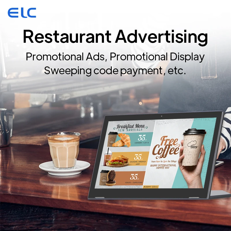 OEM ODM 13.3 بوصة أندرويد اللوحي RK3566 5M/P معالج ثماني النواة 2GB لافتات رقمية على شكل حرف L جهاز طلب المطاعم