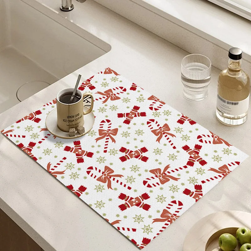 Christmas Placemat PVC Insulation Pad Waterproof and Anti-slip Dish Mats Desktop Mug Plate for The Table Decoration Protector