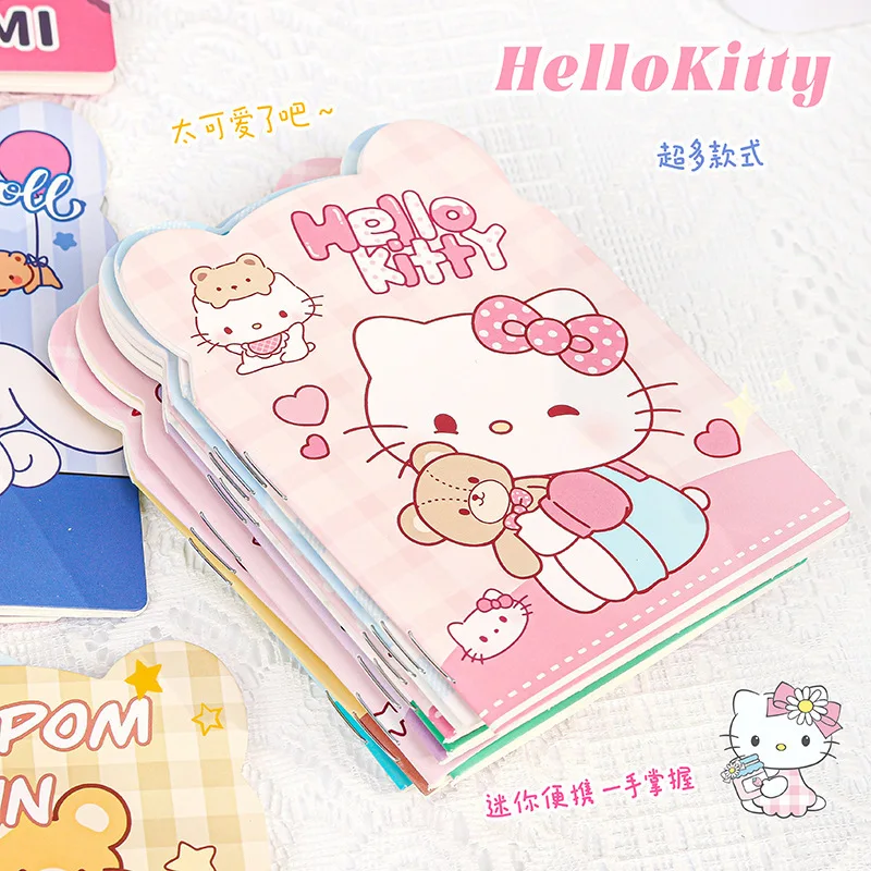 5Pcs Sanrio Notebook Hello Kitty Cute Student Award Thin Pocket Book Hard Shell Coloring Page Notepad Learning Stationery Gift