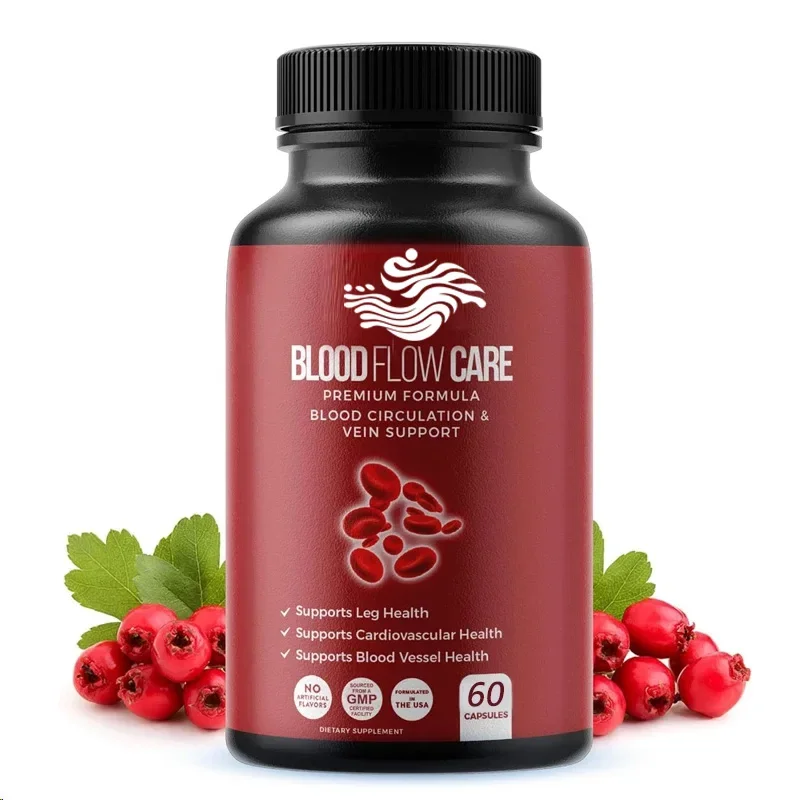 Bloedcirculatiesupplement, 60 capsules, ondersteunende benenaderen, hart, bloedvaten en cardiovasculaire