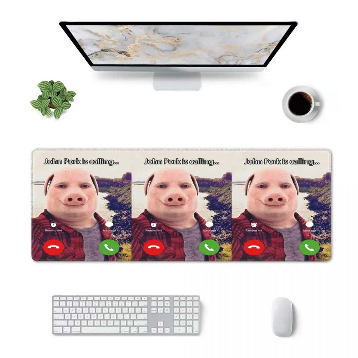 Large Mouse Pad John Pork Is Calling Answer Call Phone Gamer PC Laptop Mats Keyboard Carpet Computer Gaming Office Desk Mat