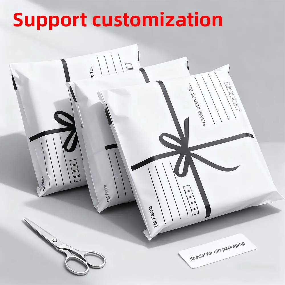 Thickened, high-capacity shipping envelopes featuring a black bow design—pack of 50. Dropshipping supported.