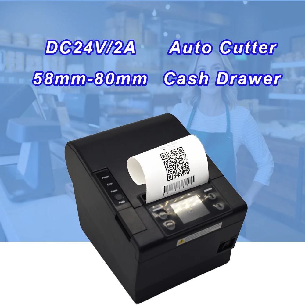 

3Inch Thermal POS Receipt Barcode Printer with Auto Cutter 80mm Wireless Bluetooth MQTT Cloud Printer with LCD Screen