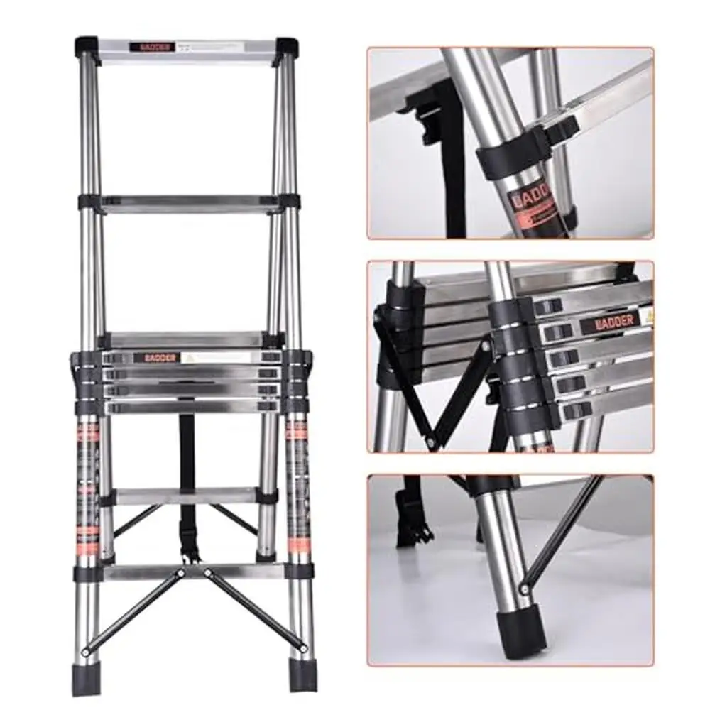 Échelle télescopique pliante légère en aluminium, cadre en A, vitesse 330, stabilisateur de capacité artérielle, outil antidérapant, 4,5 pieds