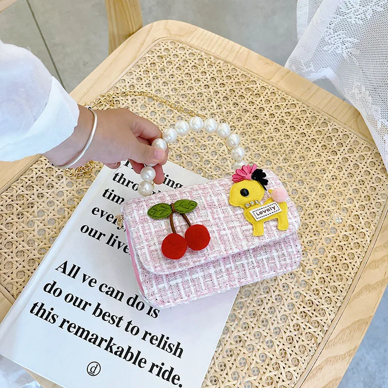 

Милые детские маленькие квадратные сумки на плечо вишневого цвета, милые сумки через плечо с цепочкой принцессы для девочек, кошелек, сумки с жемчугом и бисером, аксессуары