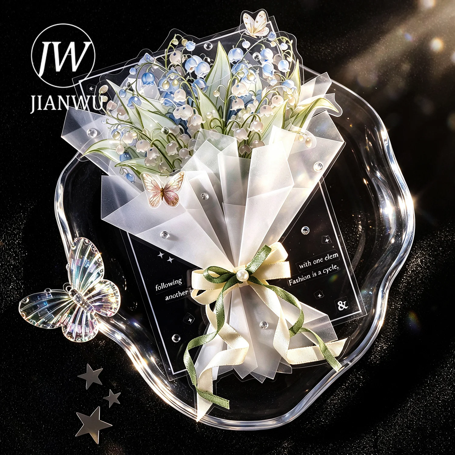 JIANWU Vintage Flower Bloom Landscape Material Collage Scrapbooking PET Sticker Creative DIY Journal Stationery view 4