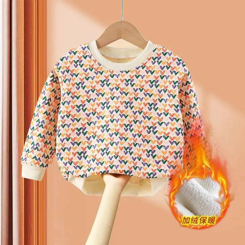 Girls' Sweater New Style Autumn and Winter Fashionable Children's Tops Baby Girl Winter Clothing Base Layer Fleece Knitwear