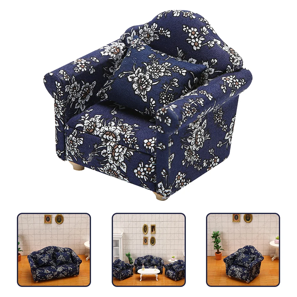 

Small Floral Miniature Sofa Decoration Toy Furniture Wood Bed Couch House Accessories