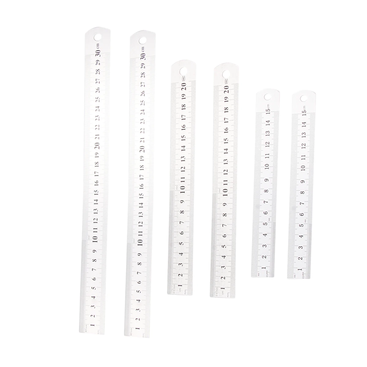 

6PCS Stainless Steel Ruler Precision Double Scale Metric Resistant Office Use Clear Scales Long Lasting