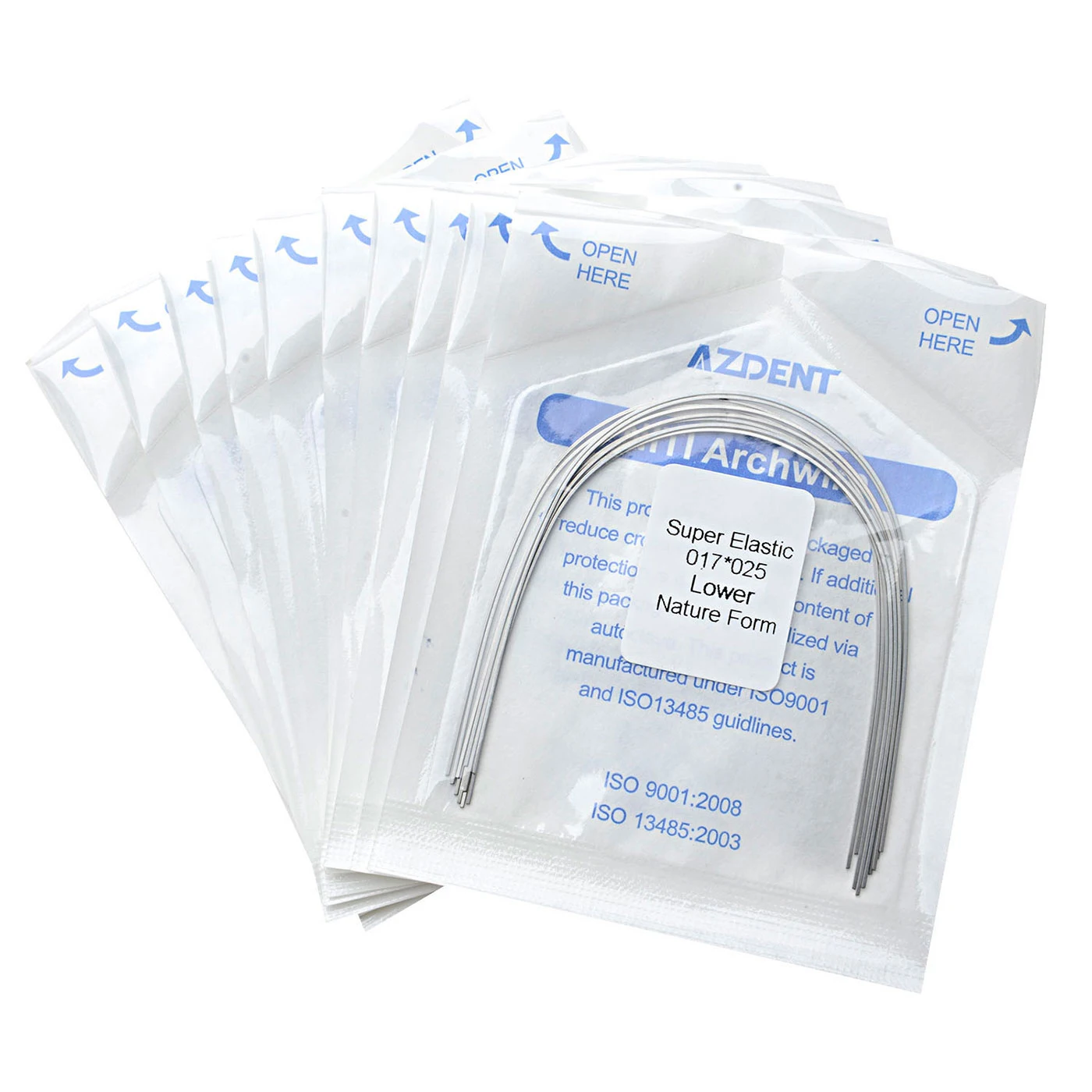 AZDENT 100pcs=10 Packs Dental Orthodontic Super Elastic NITI Archwires Natural Form Round / Rectangular Arches Wire Teeth Brace