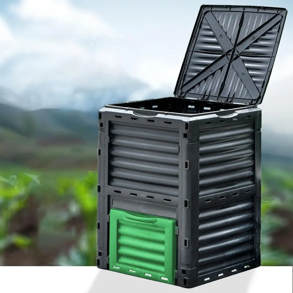 

80-галоновая сумка для компости на открытом воздухе с крышкой и нижней дверцей для легкой сборки и быстрой обогащения почвы