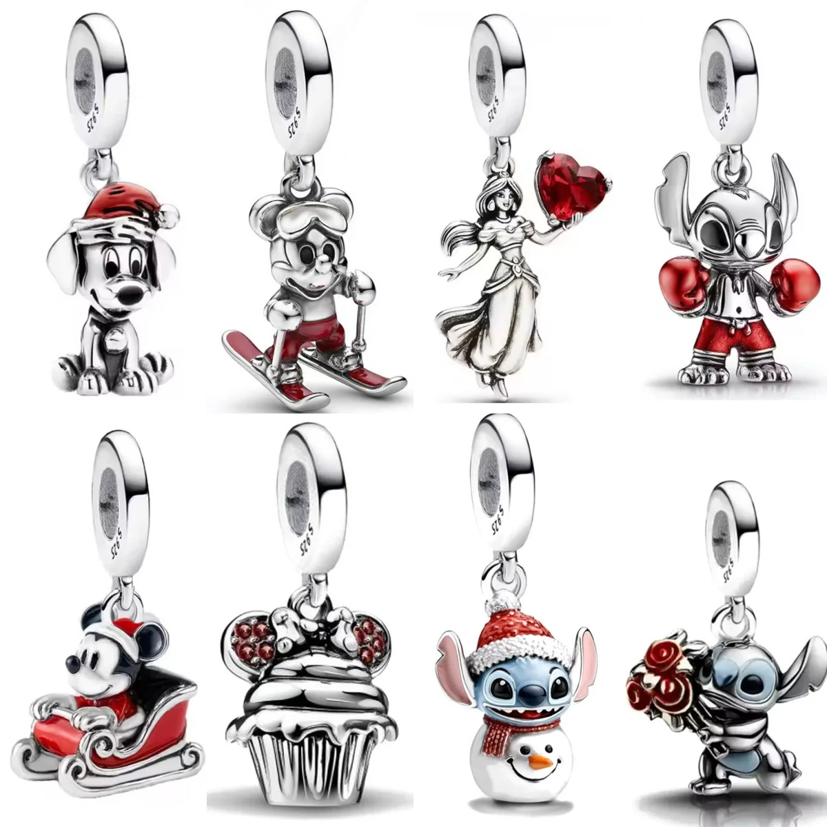 2026 جديد 925 حلية فضية فلامنغو وماوس ثلج الكرتون الأميرة الخرزة مجوهرات تناسب المرأة محلية الصنع هدايا مجوهرات رائعة