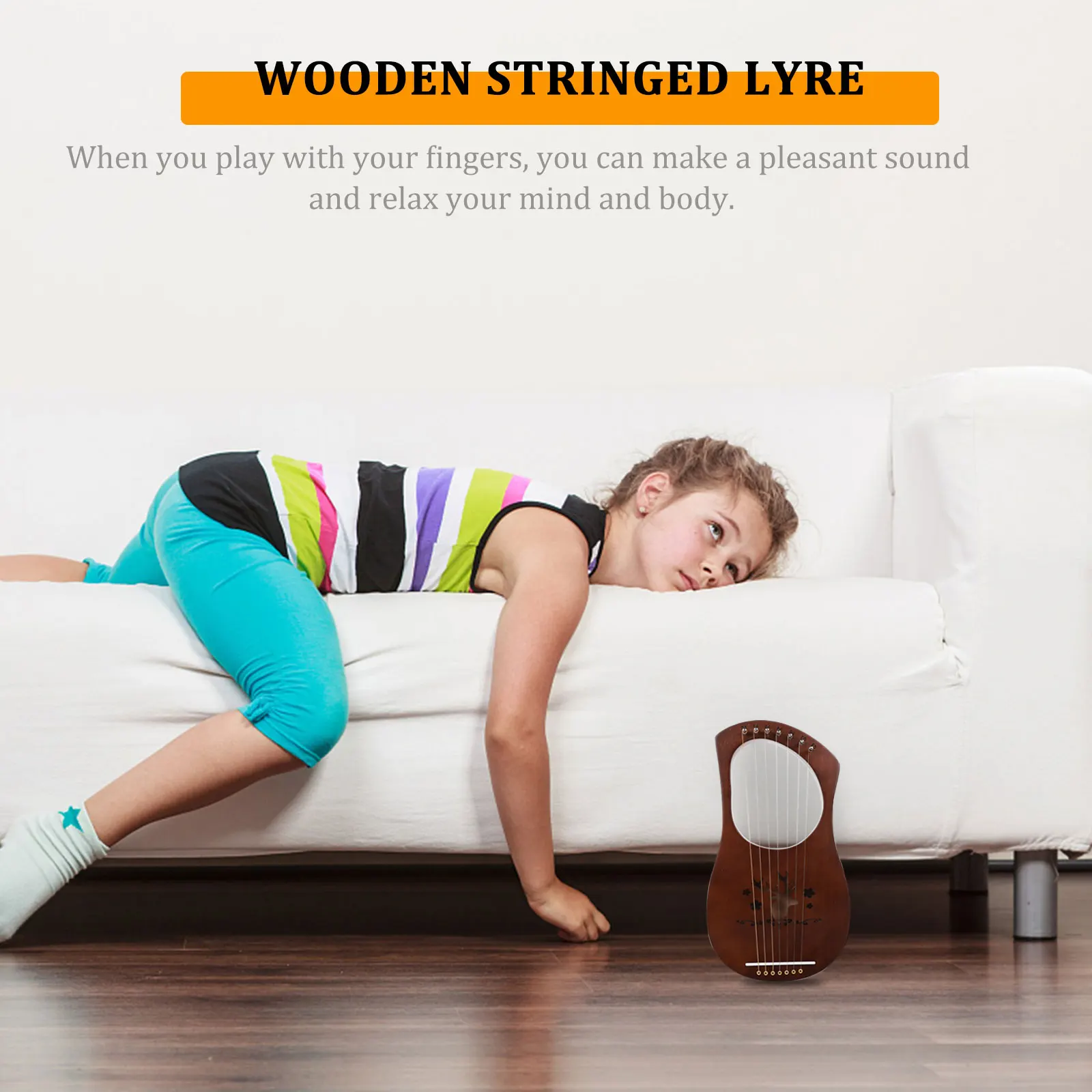 

1 set 7-String Lyre Harp Wooden Portable Handheld Harp For Adults String Instrument Melodious Sound Relaxing Music Gift