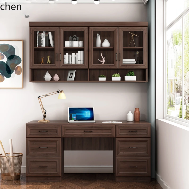 HT modern simple computer desk drawer desk wall-mounted wall cabinet combination 1.2 meters writing  writing desk 7FL-203