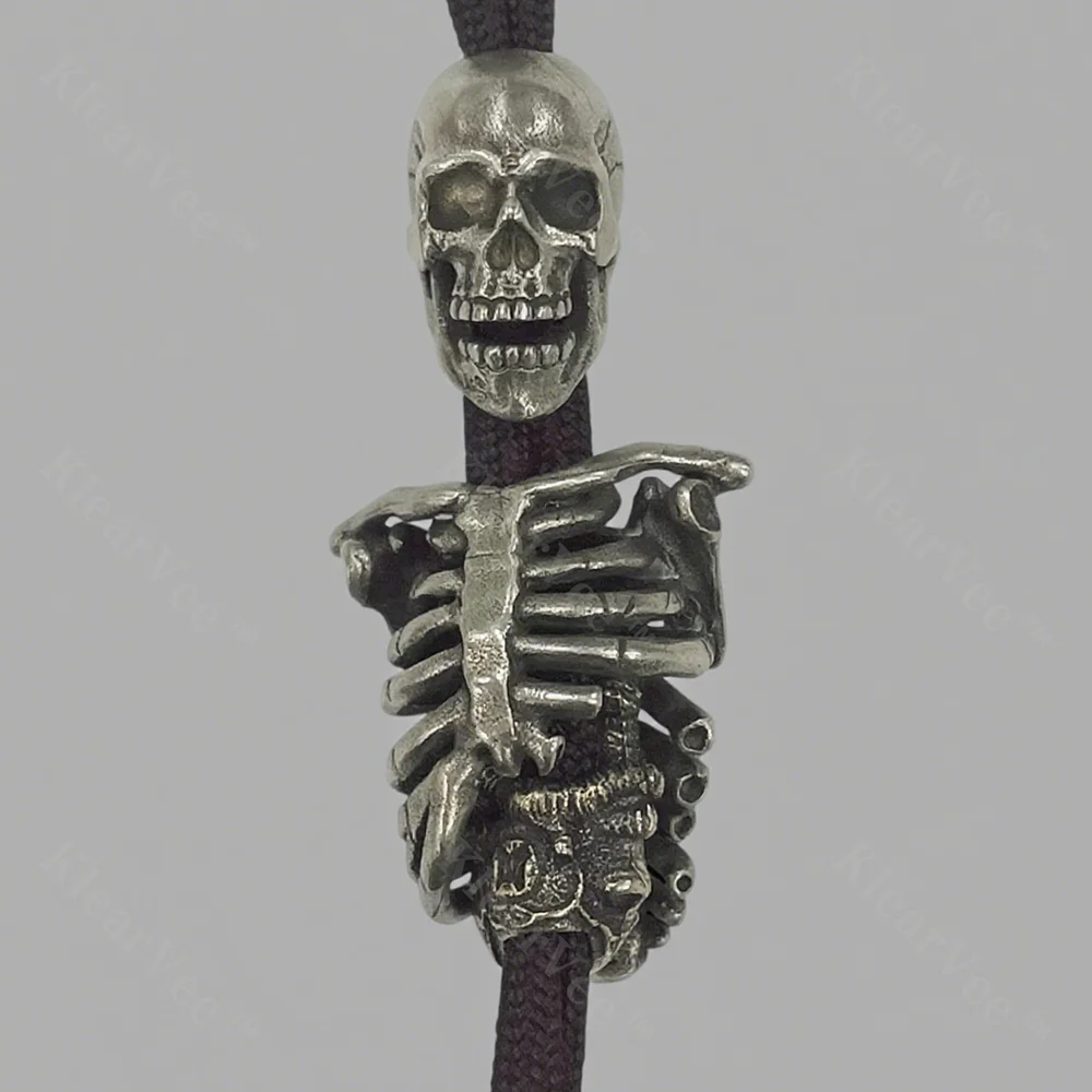 

Латунный кулон с человеческим черепом, EDC брелок, кулон из паракорда, тканый DIY, аксессуар для гаджета для кемпинга на открытом воздухе