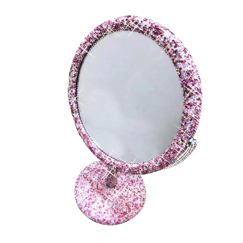 Sparkling Diamond Mirror Creative Diamond Inlaid Makeup Mirror Rotatable Girl Bling Room Table Makeup Decorative Round Mirror