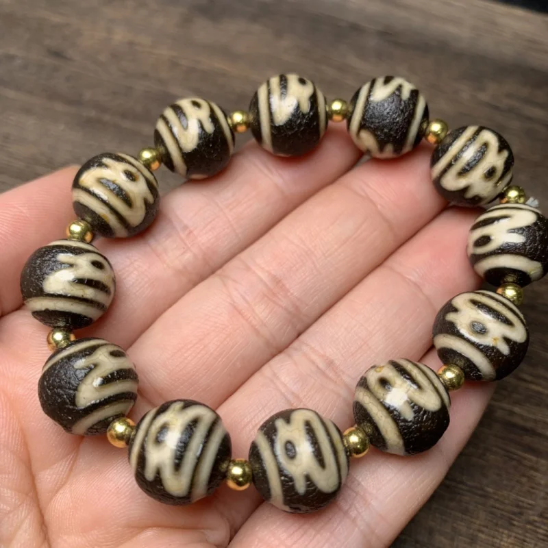 Tibetan High-Oil Pulp-Coated God of Wealth Tibet Beads Bracelet Retro Ethnic Style Crafts Men's and Women's Same Bracelet