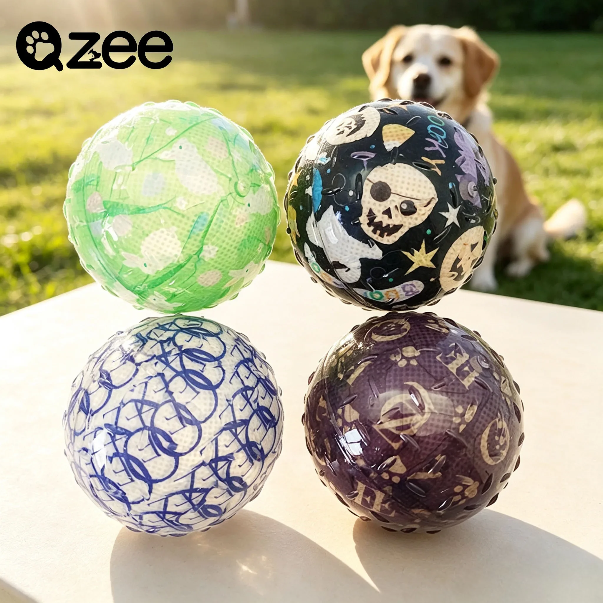 1PC/3PCS/4PCS4 Pet Dog Rubber Toys sound emitting balls,soothing balls,featuring cartoon patterns,suitable for all types of dogs