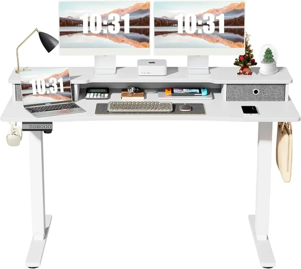 

#For Standing Desk Adjustable Height, 55 x 24 inch Sit to Stand up Desk with Double Drawers, Ergonomic Home Office Computer