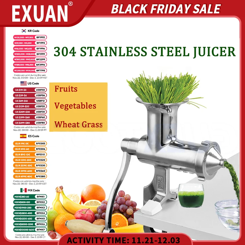 Fruit Citrus Juice Extractor Machine Stainless Steel Manual juicer  Sesame Peanut Small Oil Press Vegetables Auger Slow Squeezer