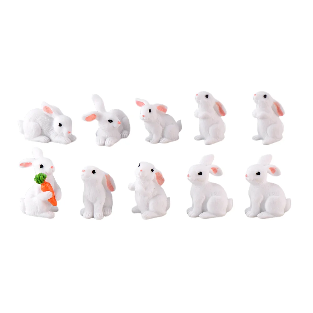 ديكور المناظر الطبيعية الصغيرة ، ألعاب طاولة المياه ، الحرف الراتنج الأرنب ، المنمنمات الطفل #4