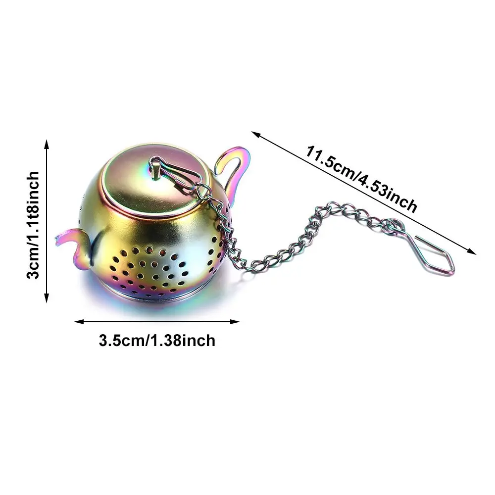 Teapot Shape Tea Strainer Stainless Steel Loose Tea Infuser with Chain Herbal Spice Filter Diffuser Kitchen Gadget Teaware