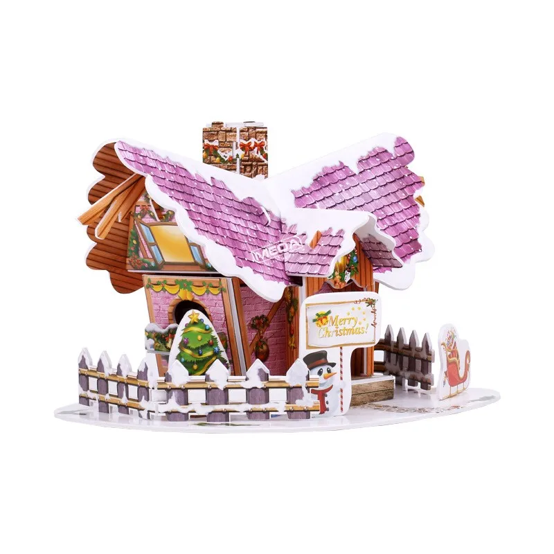 8 Style Christmas Castle Building 3D Puzzle Model X'max House Architecture Construction Jigsaw Puzzles Toys Kids Christmas Gift