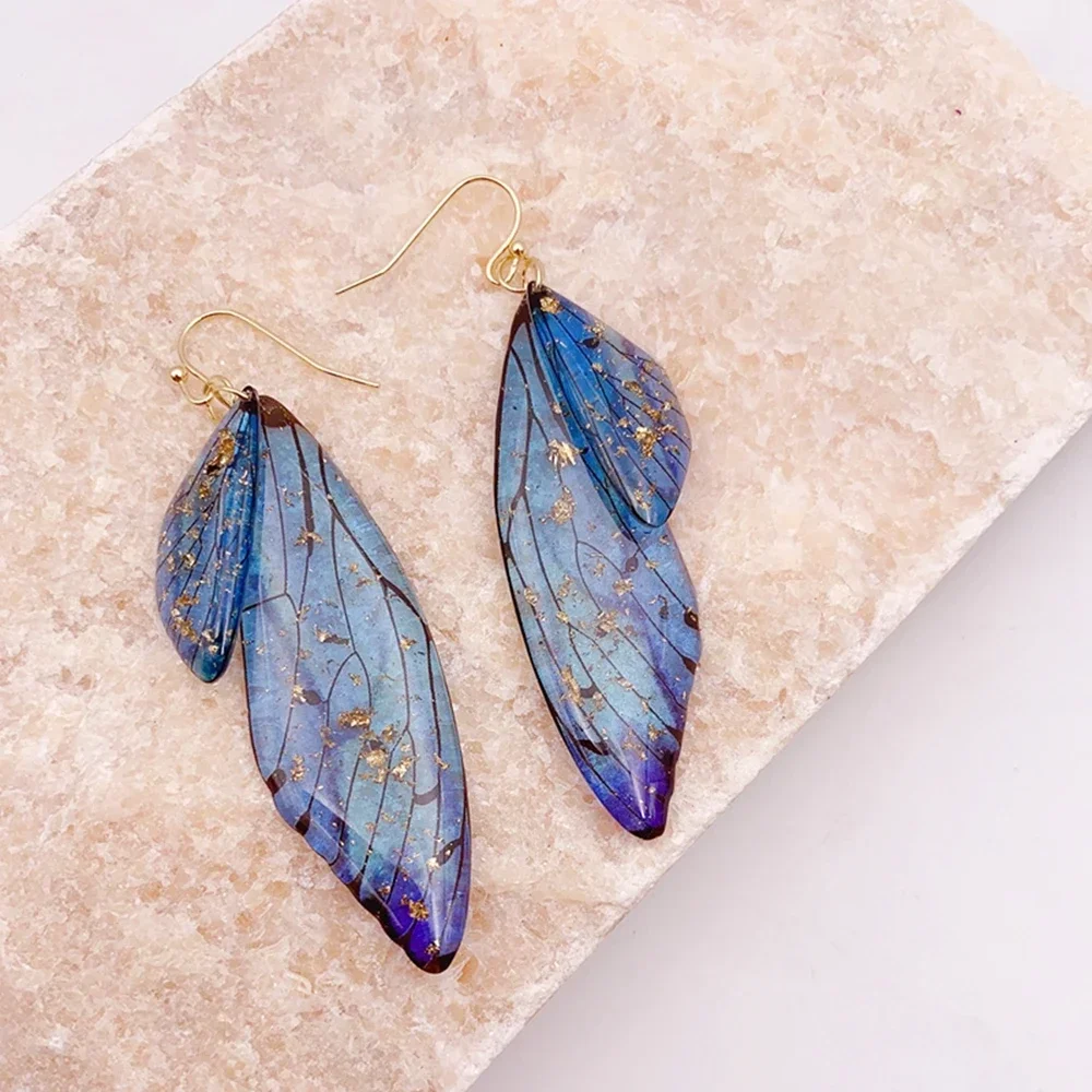 Minar Rainbow Gradient Resin Butterfly Dangle Earrings