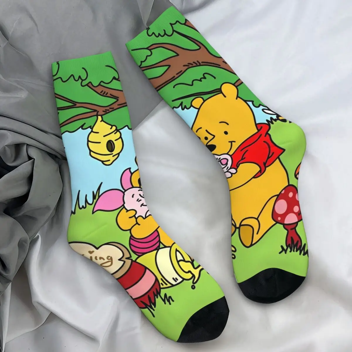 

Men's Socks Winnie Pooh Bear Cartoon Stockings Autumn Korean Medium Soft Socks Custom Climbing Non Skid Socks