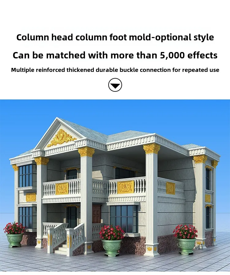 Vierkante kolomkop, voet- en Romeinse kolomvormen, kolomdopvorm - voor vierkante kolommen van Europese poort, complete set voor vierkante pijlers