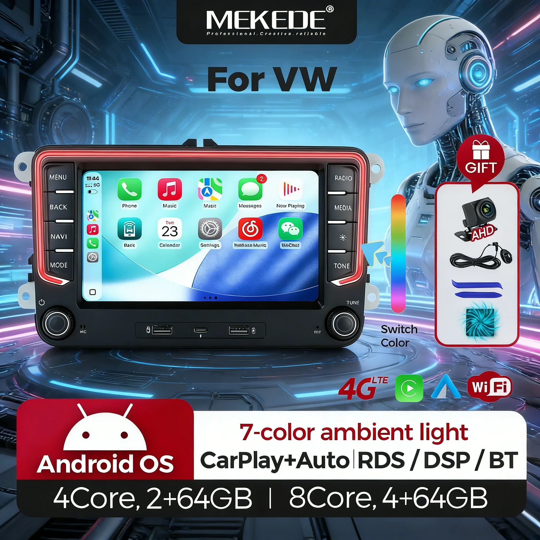 2026 Neues 8-Kern 4G WIFI GPS Autoradio für VW Golf 5 6 Passat Polo Touran Tiguan Caddy EOS Carplay Android Auto Multimedia-Player intelligente systeme für autos autoradio carplay apple carplay