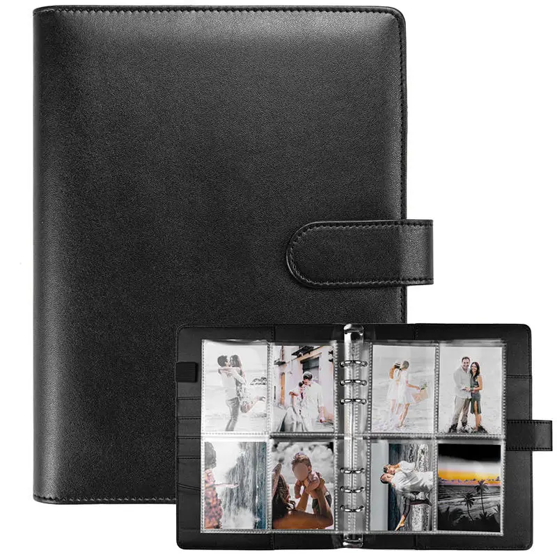 Carpeta para sesión fotográfica A5 Kpop con 25 páginas, álbum coleccionista de tarjetas de 4 bolsillos con 200 ranuras para tarjetas, funda de cuero PU, tarjetas organizadoras