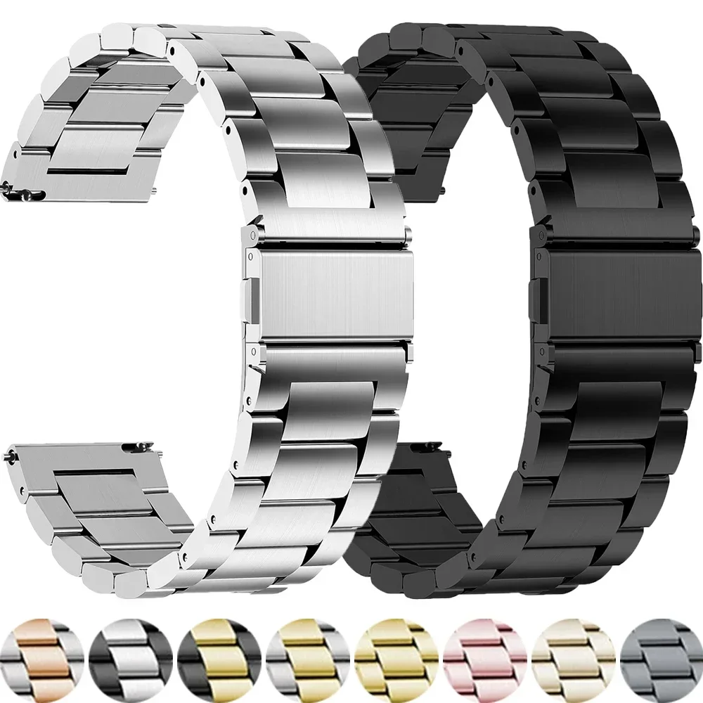 

Ремешок для часов 20 мм для Samsung Galaxy Watch 6/5 Pro/4/Classic, из нержавеющей стали, 22 мм, металлический звеньевой браслет для amazfit GTS-GTR-4-3 Band