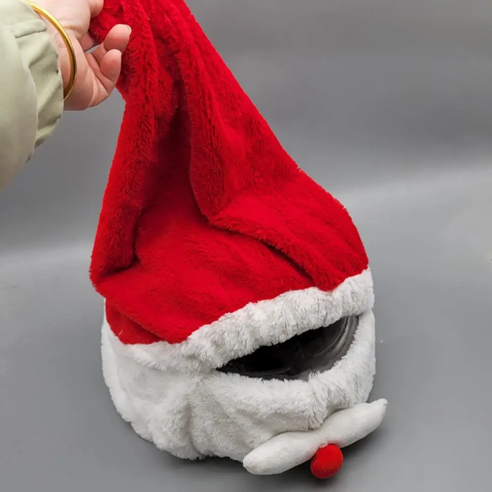 Christmas Santa Motorcycle Helmet Cover, Plush Santa Claus Hat for Helmet Decoration, Xmas Holiday Helmet Accessories