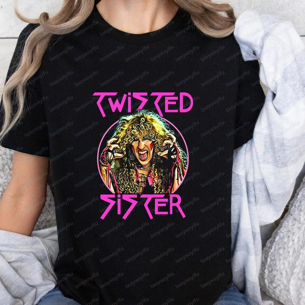Retro Twisted Sister Punk Band Summer Rock Short-sleeved Men's and Women's Universal Shirt with Pattern Large T-shirt
